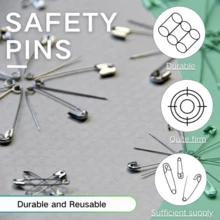 1 Set Box Of 250 Heavy Duty Safety Pins, 6 Different Sizes, Black & Silver Mixed, For Clothing And Garments - Multicolor - View 9