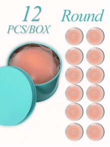 12pcs Reusable Silicone Nipple Covers With Gift Box, Invisible Adhesive Breast Petals, Seamless Concealing Patches For Backless Dresses - Apricot - View 14