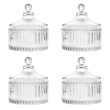 DIY Glass Jar Transparent Candy Jar With Lid Storage Container Storage Box Cotton Swab Makeup Brush Holder Tea Canister Jewelry Jar Spice Jar Multi-Functional Home Decor Christmas Gift Home Gift Room Decor - White - View 12
