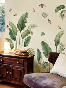 Watercolor Tropical Greenery Series Removable Wall Stickers, Monstera & Banana Leaf Multiple Options, Waterproof PVC Self-Adhesive Decals For Living Room, Stairs, Baseboard, Refrigerator, Homestay, Spring Nordic Home Decor - Wall Stickers - View 8