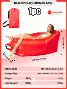 1 chiếc ghế sofa hơi di động ngoài trời dạng ghế lười đơn, ghế hơi gấp gọn nhẹ dùng cho cắm trại, lễ hội âm nhạc, ngủ trưa, bơm nhanh, ghế ngồi thư giãn thoải mái cho bãi biển, sân vườn, nhà ở, sử dụng cả ngày - Nhiều kiểu dáng - Xem 13