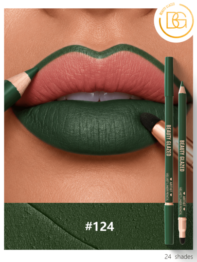 beauty glazed Dual-Ended Lip Liner Pencil, Cream Matte Lip Liner Pencil And Blending Brush, High Color Payoff, Long-Lasting, Smooth Matte Lip Contour Makeup