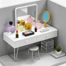 迷你創意仿真化妝品香水眼影唇膏 DIY 景觀裝飾配件 樹脂桌面擺件 娃娃屋裝飾 女性生日禮物 - 圖片色 - 查看 2
