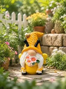 1pc Cute Bee Gnome Statue, Outdoor Resin Decor, Spring & Summer Garden Ornament, Suitable For Garden, Patio, Shelf Decoration, Housewarming Gift, Mother's Day Gift, Balcony & Windowsill Accent - A - View 8