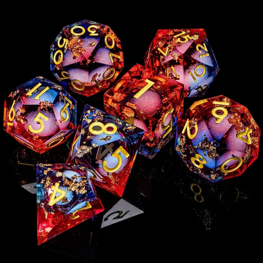 Set Dadu Inti Cair Bintang Gelap Gaya Gotik, Cocok untuk Permainan Magic, Set Dadu yang Indah, Sempurna sebagai Hadiah D&D, Dadu Hitam, Gulir Halus - MultiWarna - View 1
