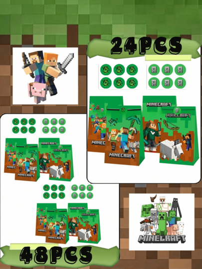24 piezas/48 piezas Bolsas de almacenamiento de regalos, Pegatinas redondas de dibujos animados a juego, Adecuadas para decoración de fiestas, Bolsas de almacenamiento de dulces, Halloween, Navidad, Regreso a la escuela, Día de San Valentín, Mejores bolsas de almacenamiento de regalos, Hechas de papel kraft grueso y duro, Forma autoportante 3D, No se colapsan cuando se llenan de dulces y pequeños regalos, Buen rendimiento de carga, No se rompen fácilmente