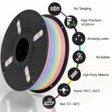 Silk Rainbow PLA+ 3D Printer Filament 1.75mm, 1KG Net Weight Spool, Multi-Color PLA Plus FDM Filament, Glossy Finish, Smooth Feeding, Neatly Wound, Low Warping, Precise Dimension, Helps Reduce Bubbles And Clogs, For Art Models, Prototypes, DIY Decor - View 10