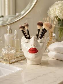 1 buah Tempat Kuas Makeup Resin Elegan, Desain Bibir Merah, Kotak Penyimpanan Kosmetik Resin Sintetis Ringan, Organizer Meja Mandiri, Cocok Untuk Kamar Mandi, Meja Rias Atau Meja Makeup - MultiWarna - View 6