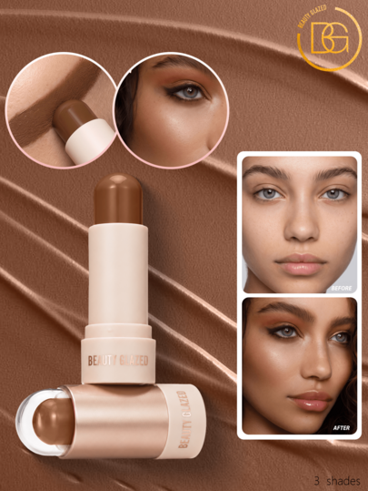 beauty glazed Contour Stick, Gray Creamy Contour Product, Waterproof Bronze Stick, Waterproof Contour Brush, Women Makeup, Long-Lasting, Natural Shaping, Portable Design