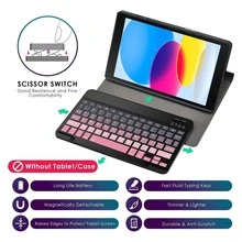 超薄可充电蓝牙键盘，便携式紧凑型无线键盘（150mAh），兼容三星Galaxy Tab、安卓、Windows平板电脑、智能手机、iOS iPad，2026年圣诞/新年礼物（黑色、粉色） - 黑粉漸變 - View 6