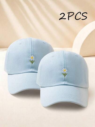 1/2件裝 中性 Y2K 風格刺繡花卉棒球帽，戶外日常通勤極簡 Y2K 鴨舌帽，青年時尚遮陽帽