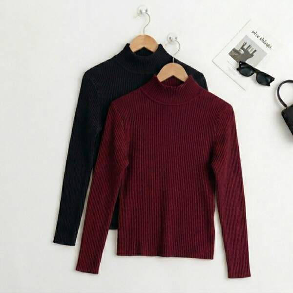 Kit 2 Cacharrel Canelada Gola Alta Macia Segunda Pele para Inverno Confortavel Blusa de Frio Basica