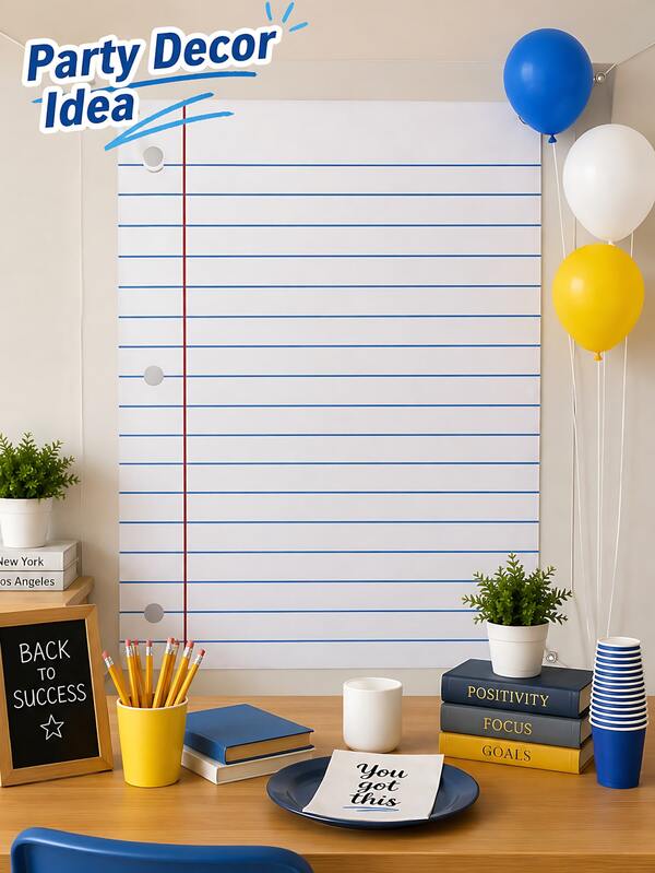 2pcs-Notebook Lined Paper Background Cloth Set (Includes Rope), Back To School Background, Reusable Easy To Hang Notebook Line Paper Banner, Notebook Inner Page Paper, First Day Of School Classroom Welcome Party Photo Booth Background Decoration, Classroom Wall Decor Banner, Back To School Photo Props, Suitable For Back To School Party, Graduation Ceremony And Teacher Bulletin Board