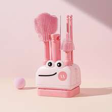 8-In-1 Silicone Baby Bottle Brush Set, Portable Storage Box, Cute Cleaning Brush With Foldable Drying Rack, Suitable For Travel - Multicolor - View 11