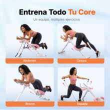 MERACH Ab Machine With Two Pull Cords, Adjustable Ab Trainer Gym Equipment For Core Workout At Home, Foldable, Knee Support, Abdominal Exercise Machine For Home, Core Training System - White Pink - View 6