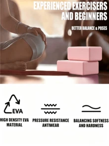 2pcs High Density EVA Yoga Blocks, Non-Slip Foam Yoga Bricks, Strong Support Force, Suitable For Stretching, Pilates, Fitness Training, Balance Support Yoga Accessories For Beginners And Professional Practitioners - Random Color - View 9