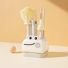 8-In-1 Silicone Baby Bottle Brush Set, Portable Storage Box, Cute Cleaning Brush With Foldable Drying Rack, Suitable For Travel - Multicolor - View 13