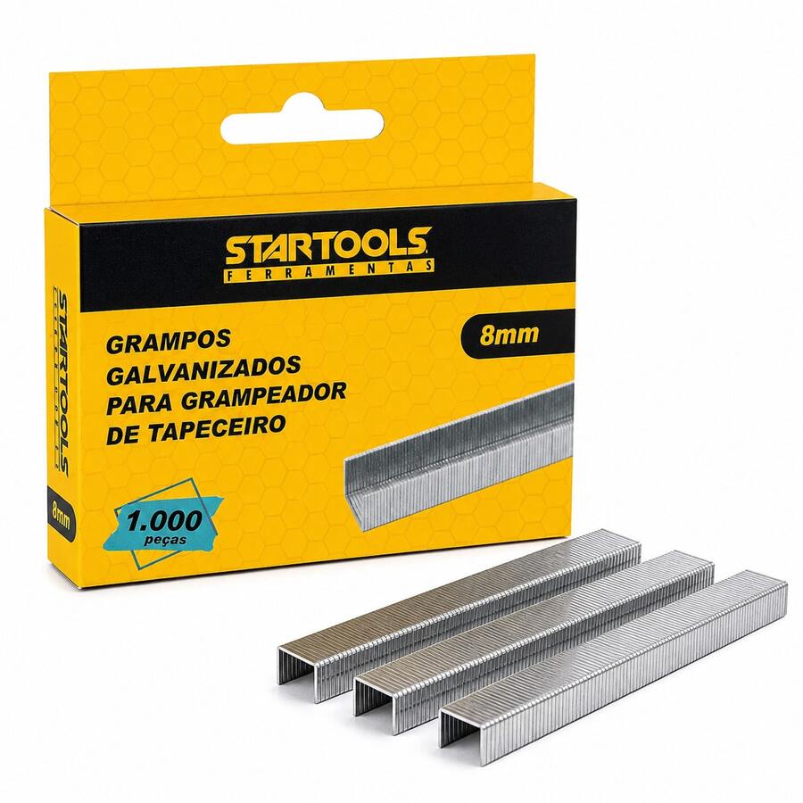 Grampos Galvanizados 8mm Tapeceiro 1000 Peças Profissional