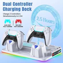 Cooling Base For P5 Standard/Slim/Pro Disc And Digital Editions, 2.5H Dual Controller Charging Station With 3-Speed Fan, 9 RGB Modes, 14 Game Card Slots, Headphone Holder, 2 USB-A Ports And USB-C Input - View 3