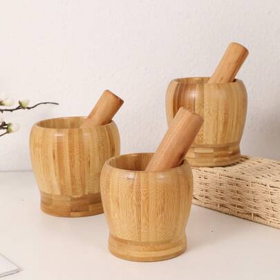 1 Bộ Cối Gỗ Và Chày Tre Guacamole Bát Vỏ Cối Tỏi Máy Ép Tiêu Máy Xay Máy Xay Máy Nghiền Molcajete Hỗn Hợp Dụng Cụ Nhà Bếp, Nhà Bếp, Vật Dụng Nhà Bếp, Thực Phẩm, Nấu Ăn, Gia Vị, Gia Vị, Tiêu, Tỏi, Muối, Dụng Cụ Tổ Chức, Tiệc, Trang Trí Phòng.