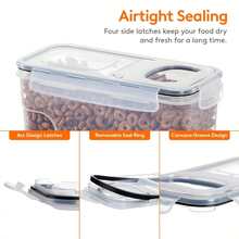 Airtight Food Storage Containers With Lids,4 Pcs Plastic Kitchen And Pantry Organization Canisters For Cereal, Dry Food, Flour And Sugar, Includes 8 Labels,Black. - View 5