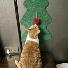 1 pezzo Tiragraffi a forma di albero di Natale + 1 pezzo Pallina rossa soffice, Tiragraffi verticale da parete ispessito e durevole, Protezione anti-graffio per divani, Tiragraffi resistente all'usura e ai graffi senza perdita di peli, Articolo essenziale di moda per proprietari di gatti, Adatto per pareti, porte, divani, torri per gatti, alberi per gatti, tappetini tiragraffi per gatti, decorazioni per animali domestici, case per gatti, giocattoli per gatti, giochi per gatti, forniture per gatti - Tavoletta verde + pompon rosso - Visualizzare 3
