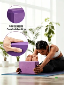2pcs High Density EVA Yoga Blocks, Non-Slip Foam Yoga Bricks, Strong Support Force, Suitable For Stretching, Pilates, Fitness Training, Balance Support Yoga Accessories For Beginners And Professional Practitioners - Random Color - View 7