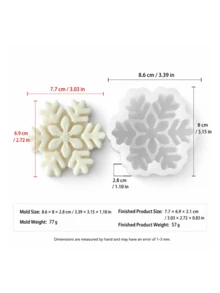 聖誕雪花矽膠模具，適用於蠟燭、石膏、樹脂 DIY 冬季節日禮盒裝飾手工禮物 - 雪花矽膠模具 - 查看 15