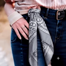 Premium Printed Bandana Scarf - Classic Style And Total Versatility - Light Grey - View 2