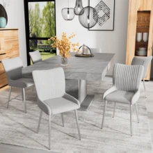 Velvet Dining Room Chair Set Of 2, Beige, Metal Legs - 灰色 - 查看 3