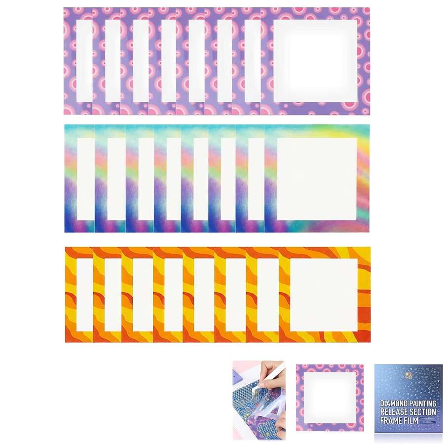 30pcs Diamond Painting Release Paper, Reusable Transparent Segmented Frame Film, Rainbow Pattern, Diamond Painting Cover Sheet, 3.9 X 3.9 Inch Non-Stick Sheet, Suitable For Diamond Painting Tools And Accessories - View 1