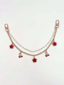 Exquisite Cherry Shaped Bag Charm, Charming Five-Leaf Clover Decorated Bag Chain, Faux Pearl Women's Bag Accessory, Back To School Season Gift - Multicolor - View 15