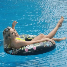 1pc Skull Adult Swim Ring,Halloween Style Inflatable Swim Ring For Adult Water Floating, Pool Party Float, Floating Lounge Chair For Outdoor Activities, - Skull Style - View 4