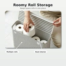 Lidded Toilet Paper Storage Box, Tissue Storage Box, Toilet Paper Storage Bucket, Foldable, Gap Storage, Bathroom Decor, Suitable For Home, Bathroom, Laundry Room Organization, Toilet Paper, Dirty Clothes, Underwear, Laundry Pods, Sanitary Pads - A - View 3