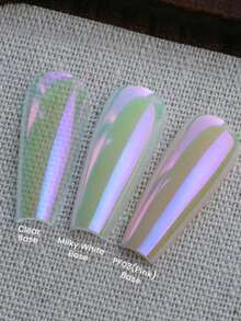 Nail Fairy 極光粉色美甲亮粉，美人魚極光效果，DIY居家沙龍美甲，0.5g/瓶，附塗抹器 - 淡紫色 - 查看 4