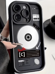 1件裝黑色音樂播放器CD簡約個性化TPU防震全包手機殼，適用於Apple 17 16 15 14 13 12 11 Pro Max Air及系列 - 彩色 - 查看 2