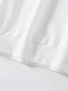 男士春秋休閒百搭日常通勤極簡印花圓領短袖衛衣 - 白色 - 查看 6