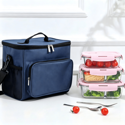 1 Pc Simple Multi-Color Thermal & Cooler Lunch Bag With Thickened Aluminum Foil Lining, Zipper Seal For Temperature Retention, Suitable For Office Workers' Meals, Camping Picnics And Short Trips To Keep Drinks And Food Fresh