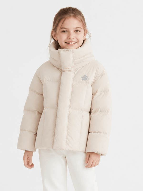 Balabala Girls' Short Down Jacket, Winter Hooded Coat, Windproof/Waterproof/Snowproof