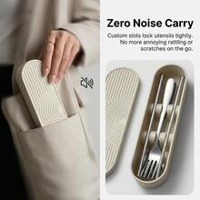 1set Portable Travel Utensils With Storage Box, 304 Stainless Steel Reusable Tableware, Chopsticks Spoon Fork Set For Lunch Box, Portable Cutlery Set For 1 Person, Silverware Dinnerware Set For Student Adult Use In School, Office, Picnic, Camping - Multicolor - View 6