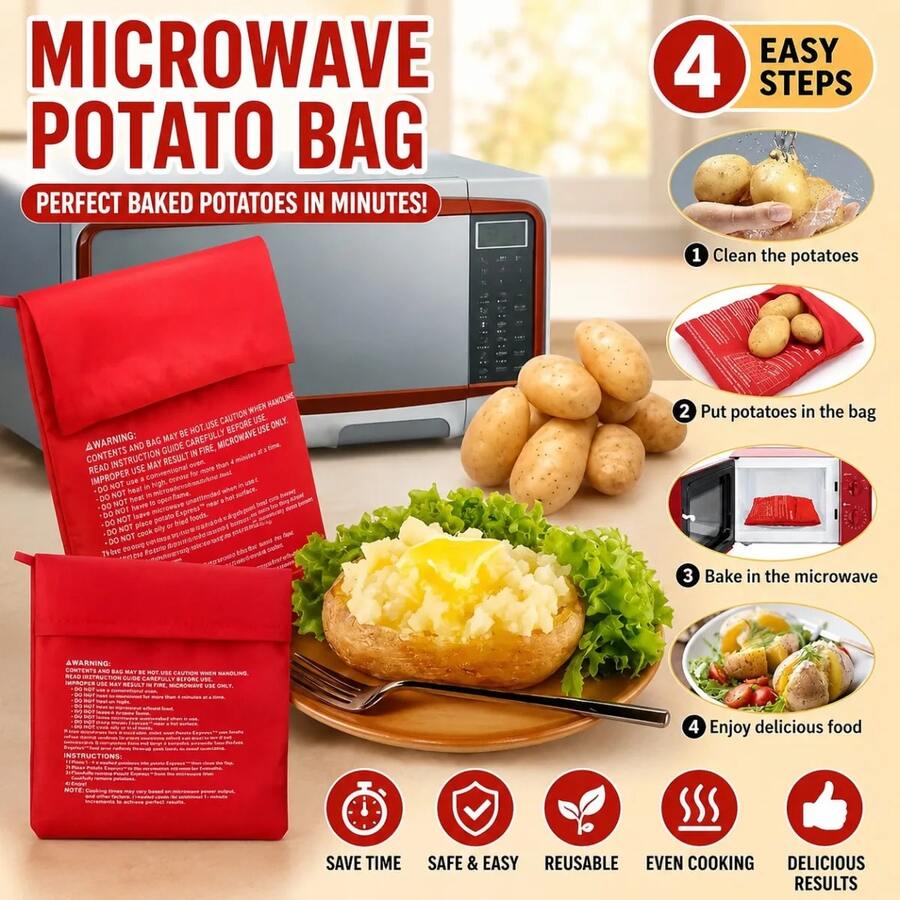 2pcsMicrowave Potato Cooke Cooker Bag Baked Patata Microwave Cooking Potato Quick Fast Baking Tool Baking Bag Microwave Oven Potato - Microwave Oven Bag - View 1