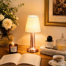 LED Fabric Shade Table Lamp, USB Rechargeable, 3-Color Adjustable Brightness, Touch Switch, Ambient Night Light, Handmade Fabric Shade, Compact And Portable, Room Decor, Commonly Used In Study, Living Room, Bedroom, Bedside, Picnic, Camping, Modern Home Fashion Design - Tricolor Light - View 13