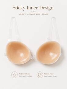 Transparent Strap Invisible Adhesive Bra For Women, Seamless Deep V Push-Up Anti-Slip Lingerie, Adjustable Comfortable Backless Design - Multicolor - View 4