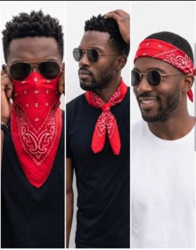 Premium Printed Bandana Scarf - Classic Style And Total Versatility - Kit Of 2 Units - RED - View 5
