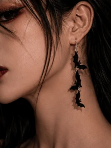 1 par de pendientes con forma de murciélago estilo gótico de Halloween, joyería de moda personalizada, regalo adecuado para uso diario, regalo perfecto para fiestas y vacaciones, accesorio versátil para atuendos casuales de vacaciones de mujeres, Halloween - Multicolor - Ver 3