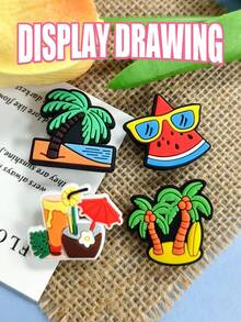 20pcs/Set Summer Island Theme Shoe Charms, Suitable For DIY Perforated Shoes, Ideal Gift For Friends - Multicolor - View 8