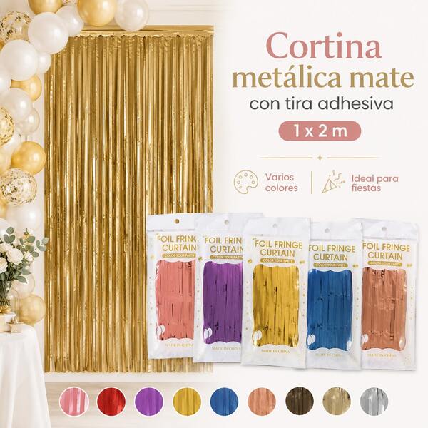 10 Piezas Cortina de Lluvia Mate con Cinta Adhesiva 1X2M (1.6C), Decoración para Fiestas y Eventos, Fondo Brillante para Cumpleaños, Bodas, Celebraciones, Accesorio Decorativo Versátil en Color Variado, Diseño Moderno para Decorar Espacios