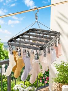 1 buah Rak Pengeringan Kaus Kaki & Pakaian Dalam Berbagai Ukuran dengan 24/40/44 Klip, Kait Tahan Angin yang Dapat Diputar, Menampung Bra, Handuk, dan Pakaian Kecil. Cocok untuk Balkon, Dalam Ruangan, Asrama, Perjalanan & Rumah, Berfungsi sebagai Penyimpanan Lemari dan Dekorasi Ruangan, Gantungan, Dekorasi Ruangan, Dekorasi Musim Gugur - MultiWarna - View 7