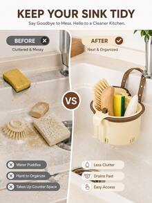 Upgraded Detachable Sink Strainer, Multi-Function Hanging Sink Basket, Self-Cleaning Anti-Clogging Mesh Filter, Suitable For Kitchen And Bathroom Sinks, Automatic Draining Food Residue Basket, Non-Slip Plastic Draining Basket, Adjustable Dry-Wet Separation Filter (Suitable For RVs And Outdoor), Multi-Function Sink Strainer - Multicolor - View 5