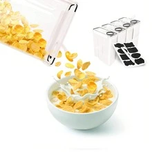 Airtight Food Storage Containers With Lids,4 Pcs Plastic Kitchen And Pantry Organization Canisters For Cereal, Dry Food, Flour And Sugar, Includes 8 Labels,Black. - View 2